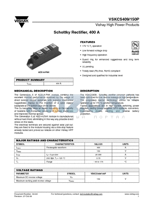 VSKCS409 datasheet - Schottky Rectifier, 400 A