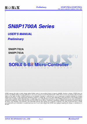 SN8A1703A datasheet - 8-Bit Micro-Controller