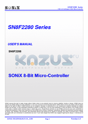 SN8F2280 datasheet - 8-Bit Micro-Controller