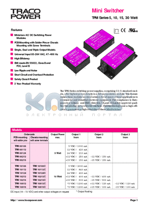 TPM05105 datasheet - Mini Switcher