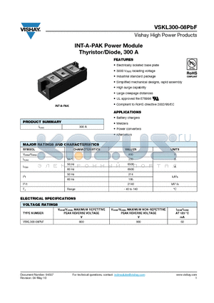 VSKL300-08PBF_10 datasheet - INT-A-PAK Power Module Thyristor/Diode, 300 A