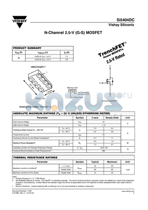 SI5404DC-T1 datasheet - N-Channel 2.5-V (G-S) MOSFET