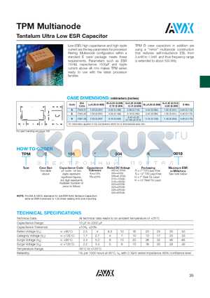 TPMD106K002K0012 datasheet - Tantalum Ultra Low ESR Capacitor