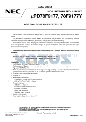 UPD78F9177 datasheet - 8-BIT SINGLE-CHIP MICROCONTROLLER