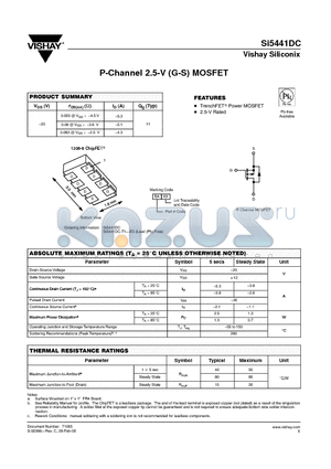 SI5441DC-T1-E3 datasheet - P-Channel 2.5-V (G-S) MOSFET