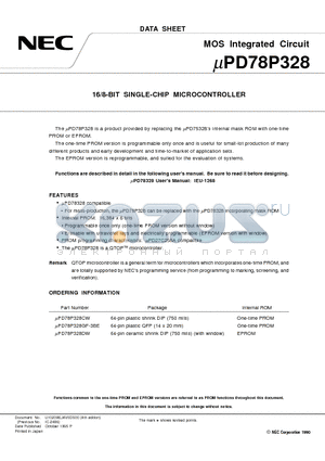 UPD78P328 datasheet - 16/8-BIT SINGLE-CHIP MICROCONTROLLER