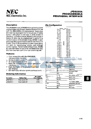 UPD8255AC-5 datasheet - PROGRAMMABLE PERIPHERAL INTERFACE