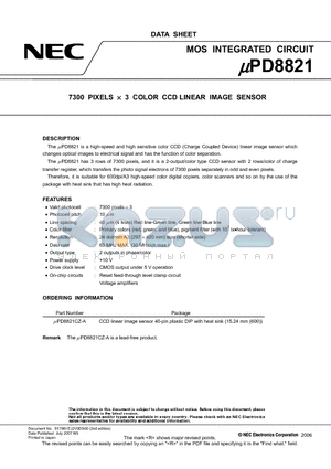 UPD8821CZ-A datasheet - 7300 PIXELS  3 COLOR CCD LINEAR IMAGE SENSOR