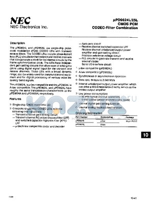 UPD9624L datasheet - CMOS PCM CODEC-Filter Combination