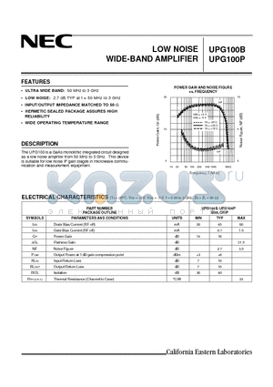 UPG100P datasheet - LOW NOISE WIDE-BAND AMPLIFIER