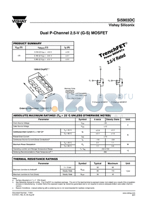 SI5903DC datasheet - Dual P-Channel 2.5-V (G-S) MOSFET