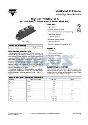 VSKU10516P datasheet - Thyristor/Thyristor, 105 A (ADD-A-PAKTM Generation 5 Power Modules)