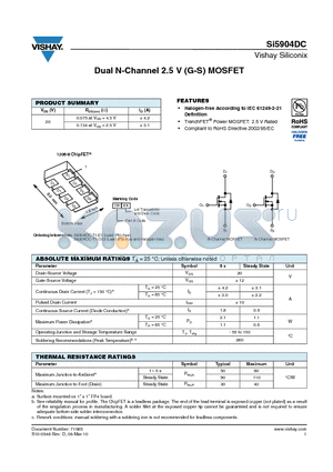 SI5904DC-T1-GE3 datasheet - Dual N-Channel 2.5 V (G-S) MOSFET