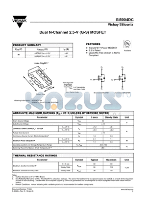 SI5904DC_08 datasheet - Dual N-Channel 2.5-V (G-S) MOSFET