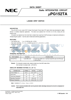 UPG152TA datasheet - L-BAND SPDT SWITCH