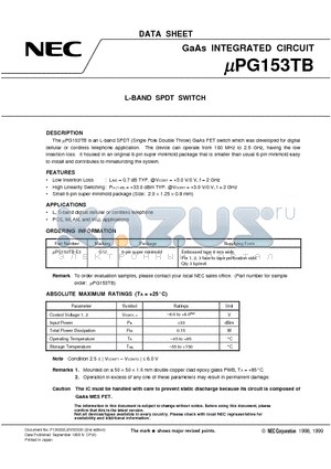 UPG153TB datasheet - L-BAND SPDT SWITCH