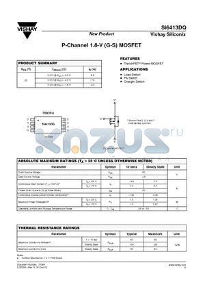 SI6413DQ datasheet - P-Channel 1.8-V (G-S) MOSFET
