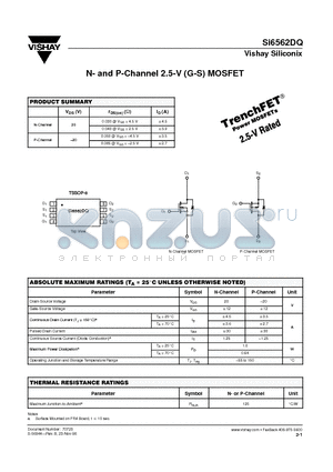 SI6562DQ datasheet - N- and P-Channel 2.5-V (G-S) MOSFET