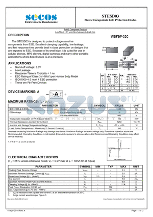 STESD03 datasheet - Plastic Encapsulate ESD Protection Diodes