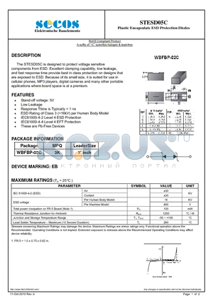 STESD05C datasheet - Plastic Encapsulate ESD Protection Diodes