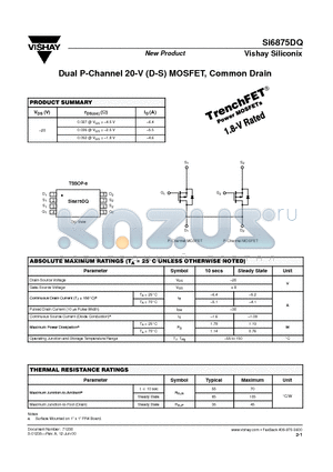 SI6875DQ datasheet - Dual P-Channel 20-V (D-S) MOSFET, Common Drain