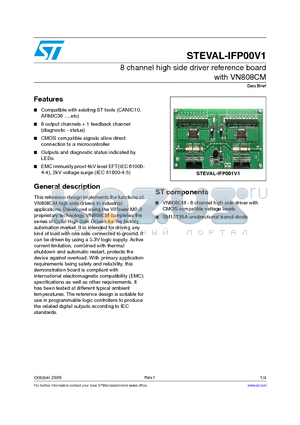 STEVAL-IFP00V1 datasheet - 8 channel high side driver reference board with VN808CM