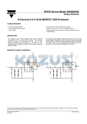 SI6966EDQ datasheet - N-Channel 2.5-V (G-S) MOSFET, ESD Protected