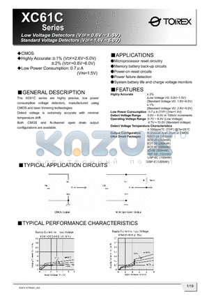 XC61C datasheet - Low Voltage Detectors