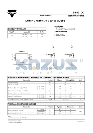 SI6991DQ datasheet - Dual P-Channel 30-V (D-S) MOSFET
