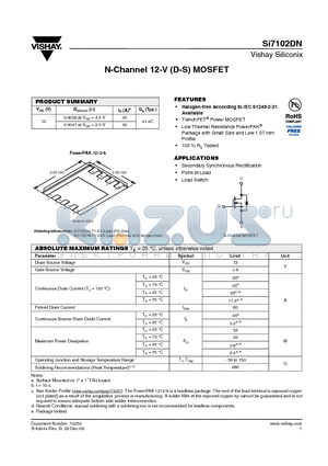 SI7102DN-T1-GE3 datasheet - N-Channel 12-V (D-S) MOSFET
