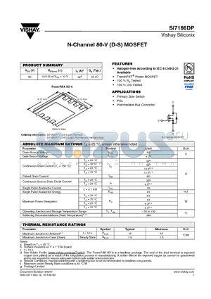 SI7186DP-T1-E3 datasheet - N-Channel 80-V (D-S) MOSFET