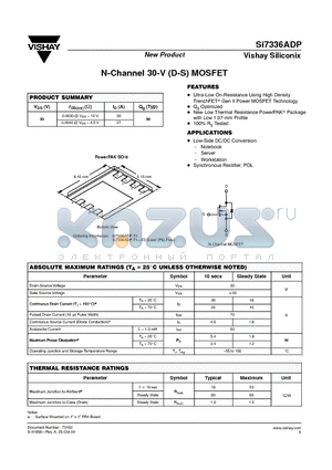 SI733ADP datasheet - N-Channel 30-V (D-S) MOSFET