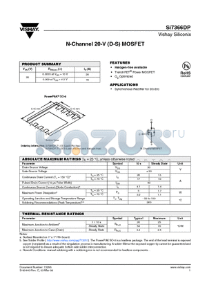 SI7366DP_05 datasheet - N-Channel 20-V (D-S) MOSFET