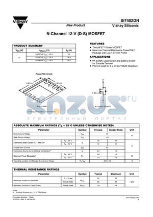 SI7402DN datasheet - N-Channel 12-V (D-S) MOSFET