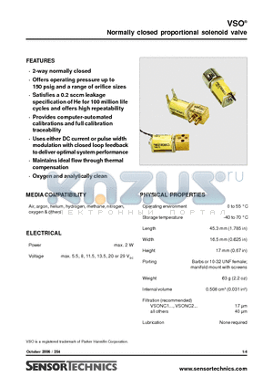 VSONC111VCF0 datasheet - Normally closed proportional solenoid valve