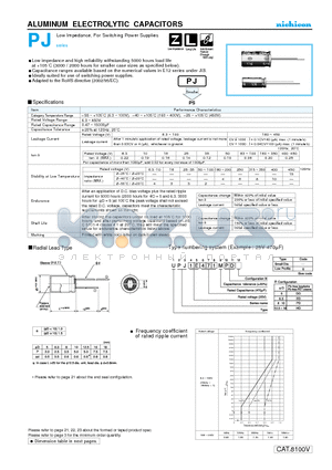 UPJ0J272MHD datasheet - CONDUCTIVE POLYMER ALUMINUM SOLID ELECTROLYTIC CAPACITORS