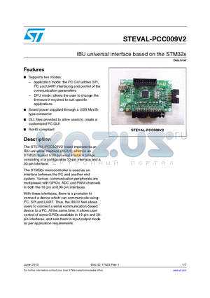 STEVAL-PCC009V2 datasheet - IBU universal interface based on the STM32x