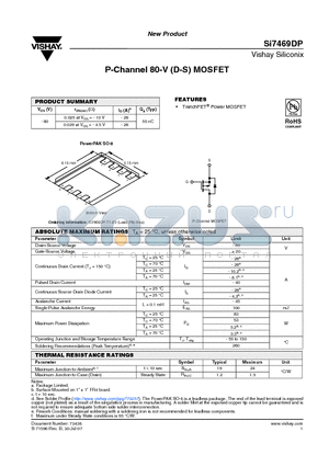 SI7469DP datasheet - P-Channel 80-V (D-S) MOSFET