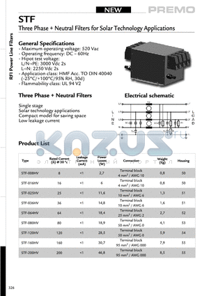 STF-036HV datasheet - Three PhaseNeutral Filters For Solar Technology Applications