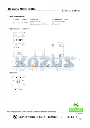 STF0402151YZF datasheet - COMMON MODE CHOKE