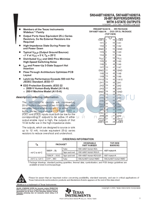 SNJ54ABT162827AWD datasheet - 20-BIT BUFFERS/DRIVERS WITH 3-STATE OUTPUTS