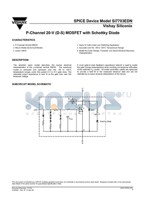 SI7703EDN datasheet - Single P-Channel 20-V (D-S) MOSFET With Schottky Diode