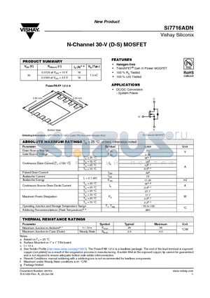 SI7716ADN datasheet - N-Channel 30-V (D-S) MOSFET