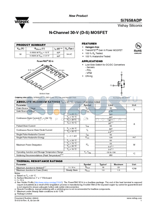 SI7658ADP datasheet - N-Channel 30-V (D-S) MOSFET
