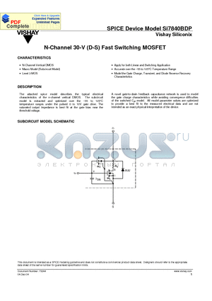 SI7840BDP datasheet - Si7840BDP vs. Si7840DP Specification Comparison