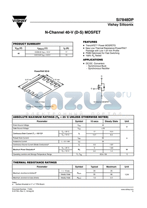 SI7848DP datasheet - N-Channel 40-V (D-S) MOSFET