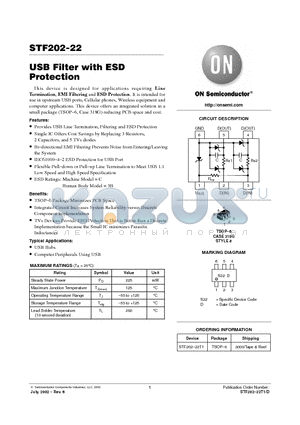 STF202-22 datasheet - USB Filter with ESD Protection