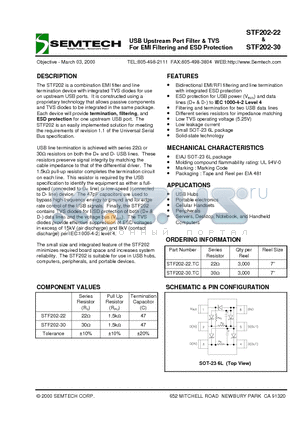STF202-22TC datasheet - USB Upstream Port Filter & TVS For EMI Filtering and ESD Protection