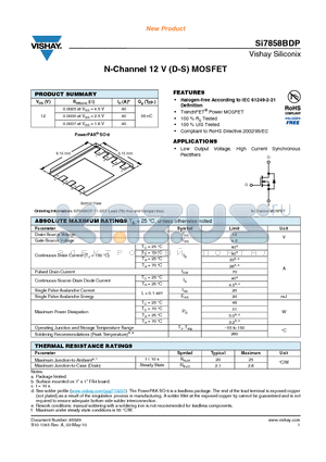 SI7858BDP datasheet - N-Channel 12 V (D-S) MOSFET