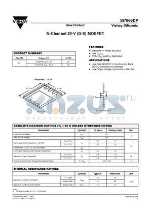 SI7866DP datasheet - N-Channel 20-V (D-S) MOSFET